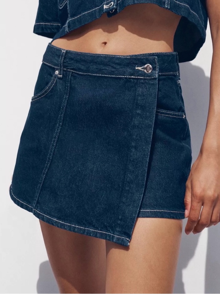 Zara Dark Blue Denim Wrap Skort